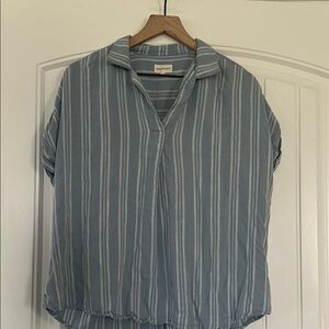 Thread & Supply Blue and White Boxy Button Down Shirt